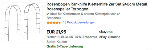 ESTEXO Rosenbogen Kletterhilfe 2er Set, 240 x 140 x 38 cm - jetzt 12% billiger