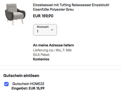 HOMCOM Relaxsessel mit Tufting, 72 x 81 x 86 cm - jetzt 10% billiger HOMCOM Relaxsessel mit Tufting, 72 x 81 x 86 cm - jetzt 10% billiger