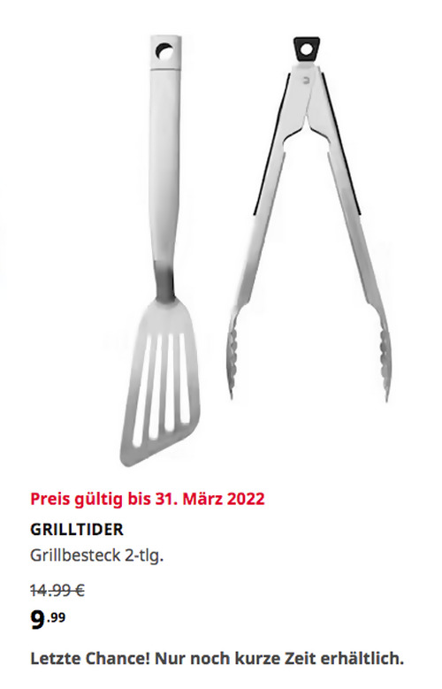 IKEA Berlin-Lichtenberg - GRILLTIDER Grillbesteck 2-tlg. - jetzt 33% billiger
