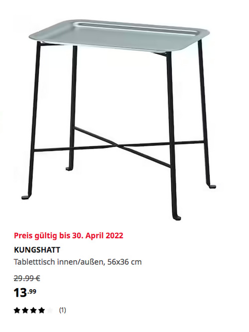 IKEA Köln-Godorf - KUNGSHATT Tabletttisch innen/außen, dunkelgrau/grau, 56x36 cm - jetzt 53% billiger