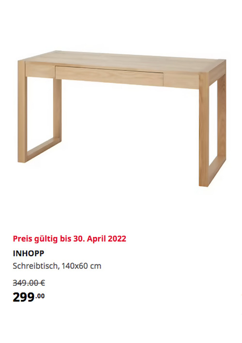 IKEA Rostock - INHOPP Schreibtisch, Eiche naturfarben, 140x60 cm - jetzt 14% billiger IKEA Rostock - INHOPP Schreibtisch, Eiche naturfarben, 140x60 cm - jetzt 14% billiger