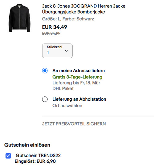 Jack & Jones JCOGRAND Herren Bomberjacke, versch. Farben und Größen - jetzt 19% billiger Jack & Jones JCOGRAND Herren Bomberjacke, versch. Farben und Größen - jetzt 19% billiger