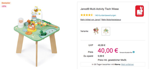 Janod® Multi-Activity Tisch "Wiese", 36 x 36 x 53,5 cm Janod® Multi-Activity Tisch "Wiese", 36 x 36 x 53,5 cm