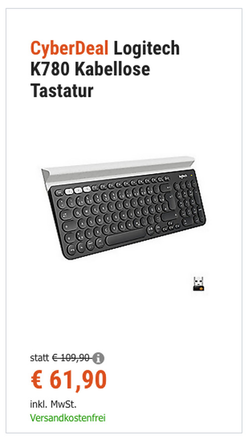 Logitech K780 Multi-Device Kabellose Tastatur (Bluetooth & 2.4 GHz Verbindung) Logitech K780 Multi-Device Kabellose Tastatur (Bluetooth & 2.4 GHz Verbindung)