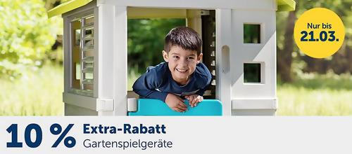 myToys.de - 10% Extra-Rabatt auf Gartenspielgeräte: z.B. Axi Spielhaus "Andy", versch. Farben (Holz, ca. 212 x 480 x 324 cm) - jetzt 10% billiger