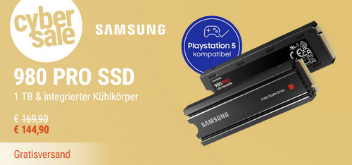 Samsung 980 Pro 1TB M.2 Heatsink - Interne NVMe-SSD Festplatte mit integriertem Kühlkörper - jetzt 15% billiger
