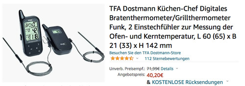TFA Dostmann 14.1511.01 Küchen-Chef Twin Funk-Grill-Bratenthermometer - jetzt 20% billiger