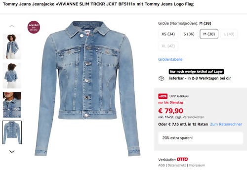 Tommy Jeans Damen Jeansjacke "VIVIANNE SLIM TRCKR JCKT BF5111" - jetzt 20% billiger