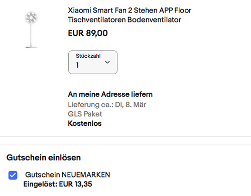 Xiaomi Smart Fan 2 Tisch- & Standventilator (Sprachsteuerung, 33 cm breit, 96 cm hoch) - jetzt 15% billiger