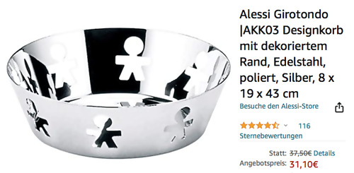Alessi Girotondo AKK03  Ø 18 cm Servierschale, Edelstahl - jetzt 17% billiger