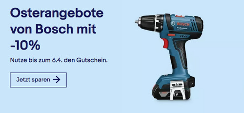 Ebay - 10% Rabatt auf Werkzeug von Bosch: z.B. Bosch Professional GPB 18V-5 C Baustellen-Digitalradio - jetzt 10% billiger