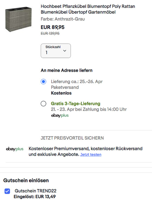 ESTEXO 77 x 27 x 60 cm 3er Polyrattan Pflanzkübel/Hochbeet, versch. Farben ESTEXO 77 x 27 x 60 cm 3er Polyrattan Pflanzkübel/Hochbeet, versch. Farben