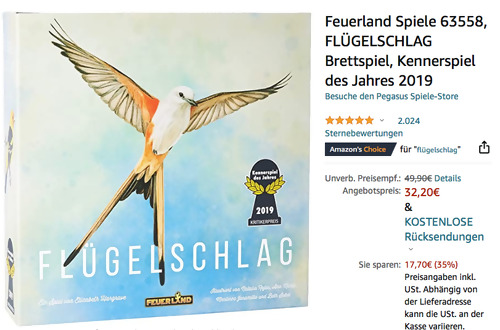 Feuerland Spiele 63558 FLÜGELSCHLAG Brettspiel Feuerland Spiele 63558 FLÜGELSCHLAG Brettspiel