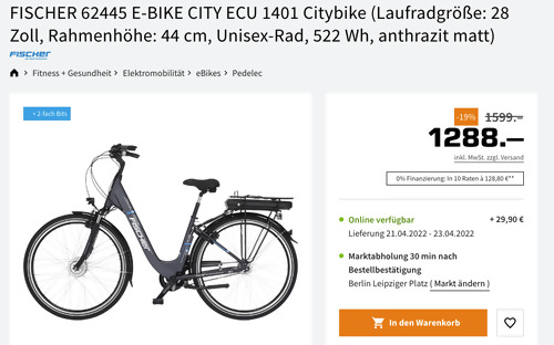 FISCHER 62445 E-Bike ECU 1401, anthrazit matt ( 28 Zoll, Frontmotor, 522 Wh, 7 Gänge) FISCHER 62445 E-Bike ECU 1401, anthrazit matt ( 28 Zoll, Frontmotor, 522 Wh, 7 Gänge)