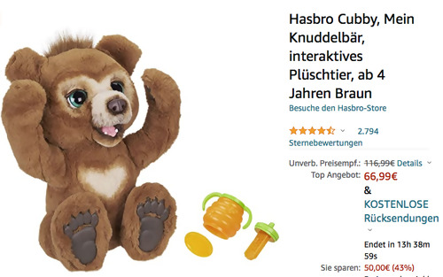 Hasbro Mein Knuddelbär "Cubby" - interaktives Plüschtier Hasbro Mein Knuddelbär "Cubby" - interaktives Plüschtier