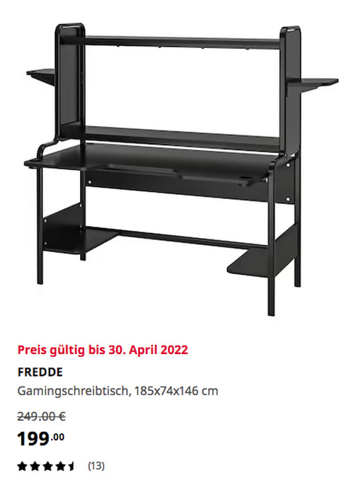 IKEA Hamburg-Moorfleet - FREDDE Gamingschreibtisch, schwarz, 185x74x146 cm IKEA Hamburg-Moorfleet - FREDDE Gamingschreibtisch, schwarz, 185x74x146 cm