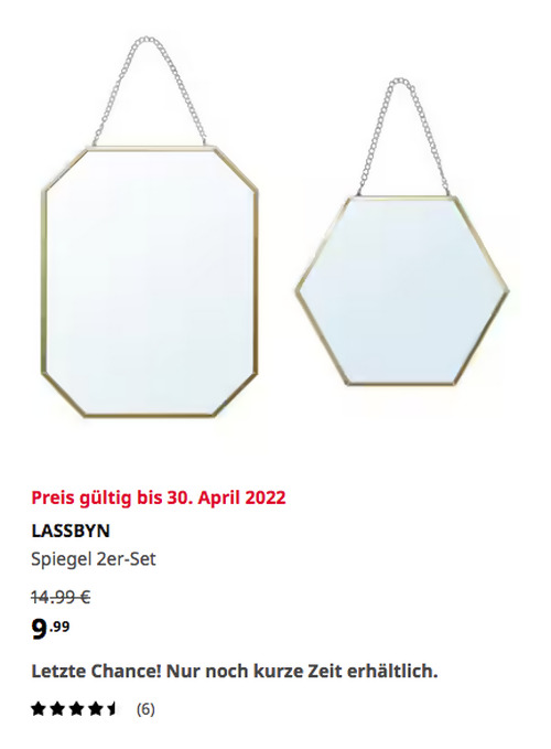 IKEA Hamburg-Schnelsen - LASSBYN Spiegel 2er-Set, goldfarben IKEA Hamburg-Schnelsen - LASSBYN Spiegel 2er-Set, goldfarben