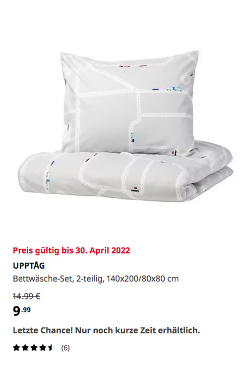 IKEA Hamburg-Schnelsen - UPPTÅG Kinder Bettwäsche-Set, 2-teilig, Auto/Weg/grau, 140x200/80x80 cm  - jetzt 33% billiger