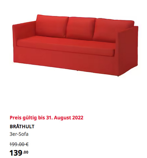 IKEA Kassel - BRÅTHULT 3er-Sofa, Vissle rot/orange - jetzt 30% billiger IKEA Kassel - BRÅTHULT 3er-Sofa, Vissle rot/orange - jetzt 30% billiger
