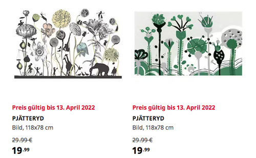 IKEA Oldenburg - PJÄTTERYD Bild, 118x78 cm, großblumig oder grüne Blumen IKEA Oldenburg - PJÄTTERYD Bild, 118x78 cm, großblumig oder grüne Blumen