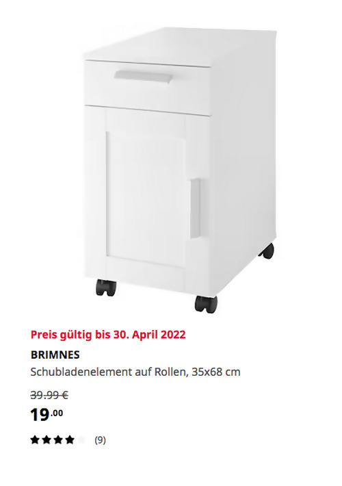 IKEA Rostock - BRIMNES Schubladenelement auf Rollen, weiß, 35x68 cm  - jetzt 52% billiger IKEA Rostock - BRIMNES Schubladenelement auf Rollen, weiß, 35x68 cm  - jetzt 52% billiger