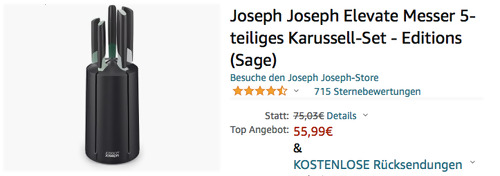 Joseph Joseph 10541 Elevate 5-teiliges Messerkarussell-Set Sage Grün - jetzt 14% billiger