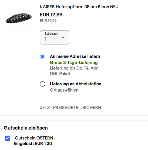 KAISER Hefezopfform 38 cm - jetzt 10% billiger KAISER Hefezopfform 38 cm - jetzt 10% billiger