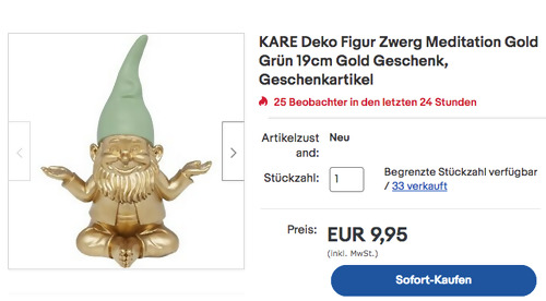 Kare 61589 Deko Figur "Zwerg Meditation" in Gold/Grün, 19 cm Kare 61589 Deko Figur "Zwerg Meditation" in Gold/Grün, 19 cm