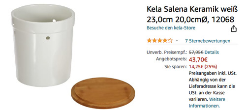 Kela 12068 Keramik Kartoffeltopf "Salena", 23,0 x 20,0 cmØ - jetzt 14% billiger Kela 12068 Keramik Kartoffeltopf "Salena", 23,0 x 20,0 cmØ - jetzt 14% billiger