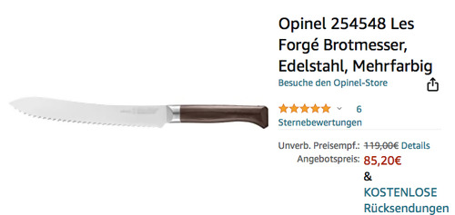 Opinel 254548 Les Forgé Brotmesser, 21 cm Klingenlänge - jetzt 28% billiger