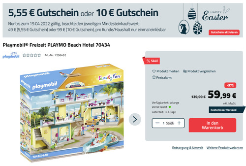 Playmobil® Freizeit PLAYMO Beach Hotel 70434 Playmobil® Freizeit PLAYMO Beach Hotel 70434