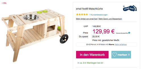 small foot® 11665 Matschküche aus Massivholz, 104 x 59 x 54 cm small foot® 11665 Matschküche aus Massivholz, 104 x 59 x 54 cm