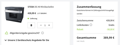 STEBA DG 40 Minibackofen (37 Liter, Ober-/Unterhitze, Heißluft, Dampfgaren) STEBA DG 40 Minibackofen (37 Liter, Ober-/Unterhitze, Heißluft, Dampfgaren)