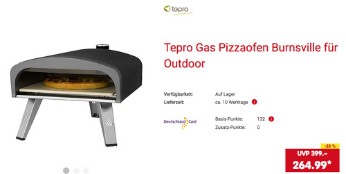 Tepro Gas Pizzaofen "Burnsville" - tragbarer Pizzaofen für den Außeneinsatz Tepro Gas Pizzaofen "Burnsville" - tragbarer Pizzaofen für den Außeneinsatz