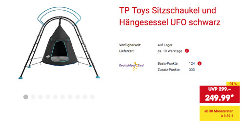 TP Toys Sitzschaukel und Hängesessel UFO, 224 cm Durchmesser TP Toys Sitzschaukel und Hängesessel UFO, 224 cm Durchmesser