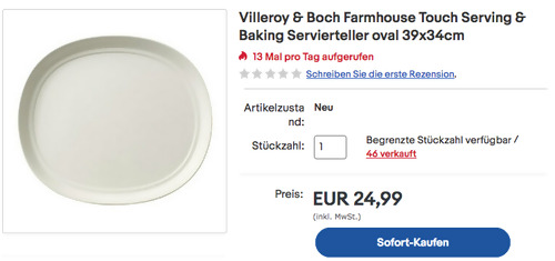 Villeroy & Boch Farmhouse Touch Serving & Baking 39x34cm Servierteller, Premium Porcelain - jetzt 17% billiger Villeroy & Boch Farmhouse Touch Serving & Baking 39x34cm Servierteller, Premium Porcelain - jetzt 17% billiger