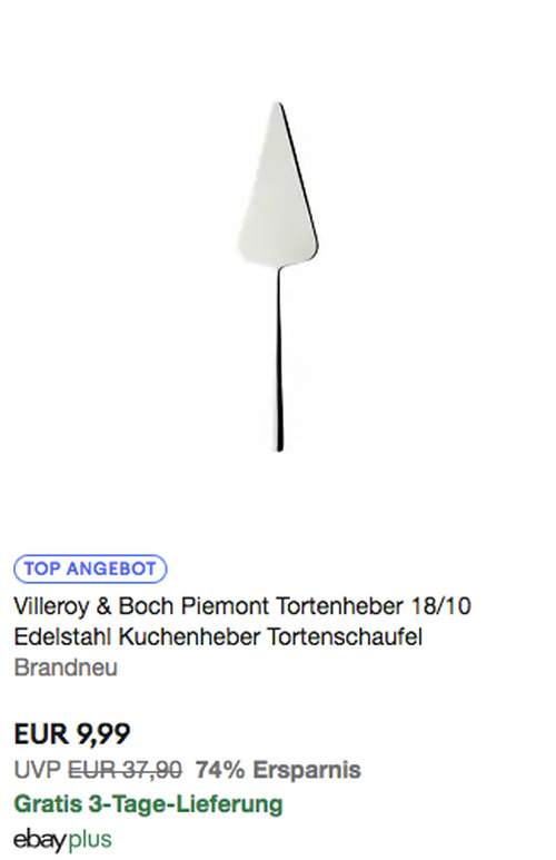 Villeroy & Boch Piemont 24,7 cm Tortenheber, 18/10 Edelstahl - jetzt 47% billiger Villeroy & Boch Piemont 24,7 cm Tortenheber, 18/10 Edelstahl - jetzt 47% billiger