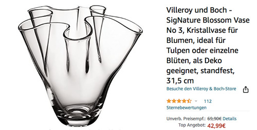 Villeroy und Boch - SigNature Blossom Vase No 3, 31,5 cm (ideal für Tulpen oder einzelne Blüten) - jetzt 20% billiger