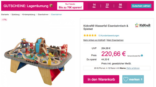 Babymarkt.de - bis zu 70 Rabatt am 15.05.22 auf fast alles: z.B. Kidkraft® Wasserfall Eisenbahntisch & Spielset Babymarkt.de - bis zu 70 Rabatt am 15.05.22 auf fast alles: z.B. Kidkraft® Wasserfall Eisenbahntisch & Spielset