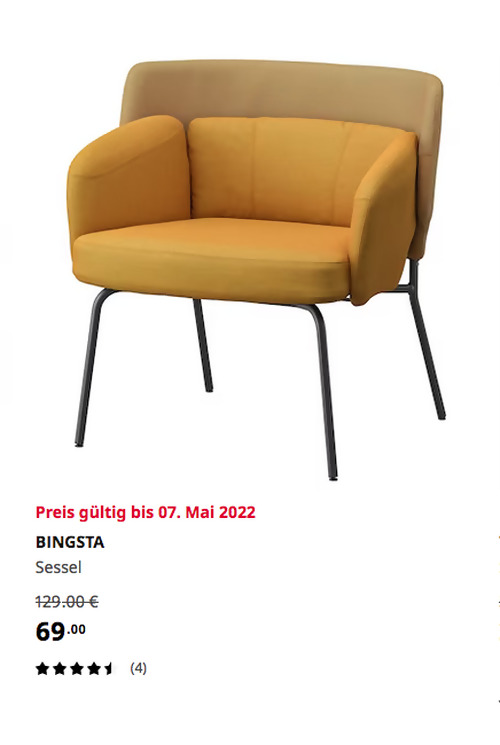 IKEA Braunschweig - BINGSTA Sessel, Vissle dunkelgelb/Kabusa - jetzt 47% billiger