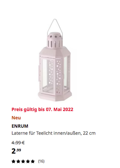 IKEA Brinkum - ENRUM Laterne für Teelicht innen/außen, blassrosa, 22 cm IKEA Brinkum - ENRUM Laterne für Teelicht innen/außen, blassrosa, 22 cm