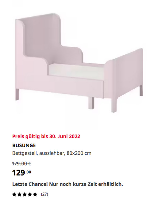 IKEA Wuppertal - BUSUNGE Bettgestell, ausziehbar, hellrosa, 80x200 cm IKEA Wuppertal - BUSUNGE Bettgestell, ausziehbar, hellrosa, 80x200 cm