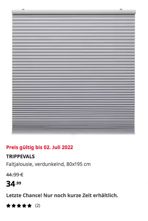 IKEA Wuppertal - TRIPPEVALS Faltjalousie, verdunkelnd, hellgrau, 80x195 cm  - jetzt 22% billiger IKEA Wuppertal - TRIPPEVALS Faltjalousie, verdunkelnd, hellgrau, 80x195 cm  - jetzt 22% billiger