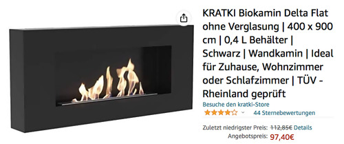 KRATKI Biokamin "Delta Flat" ohne Verglasung (12 x 90 x 40 cm, Bio-Ethanol) KRATKI Biokamin "Delta Flat" ohne Verglasung (12 x 90 x 40 cm, Bio-Ethanol)