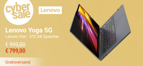 Lenovo Yoga 81XE000PGE 14 Zoll 5G -Notebook (8GB, 512GB SSD, Win10 Pro) Lenovo Yoga 81XE000PGE 14 Zoll 5G -Notebook (8GB, 512GB SSD, Win10 Pro)