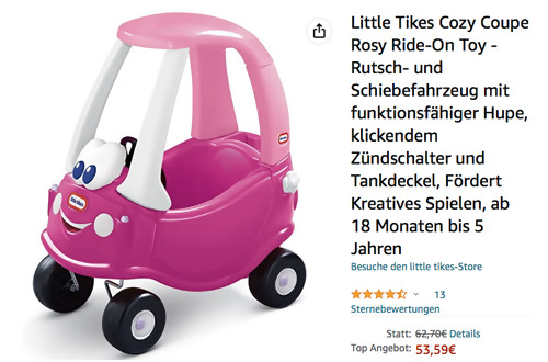 Little Tikes Cozy Coupe Rosy - Rutschauto (ab 18 Monaten) Little Tikes Cozy Coupe Rosy - Rutschauto (ab 18 Monaten)