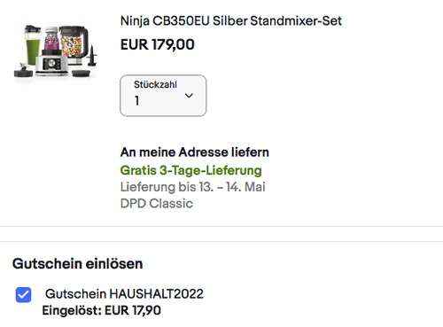 Ninja CB350EU Standmixer-Set, 1200 Watt Motor - jetzt 4% billiger Ninja CB350EU Standmixer-Set, 1200 Watt Motor - jetzt 4% billiger