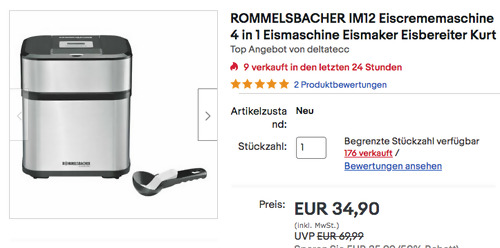 ROMMELSBACHER IM12 4 in 1 Eiscrememaschine "Kurt" ROMMELSBACHER IM12 4 in 1 Eiscrememaschine "Kurt"