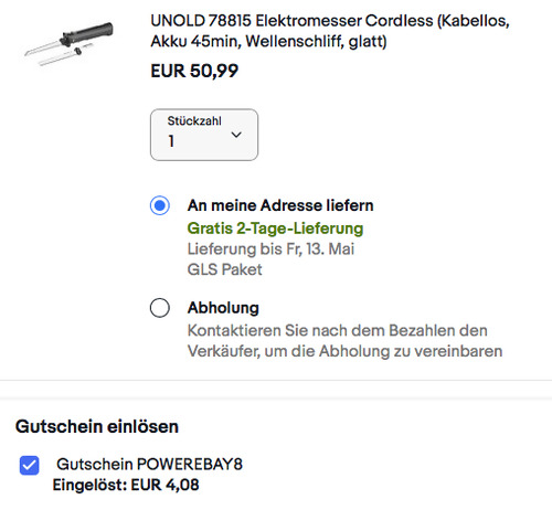 UNOLD 78815 Elektromesser mit 2 austauschbaren Edelstahl-Messern UNOLD 78815 Elektromesser mit 2 austauschbaren Edelstahl-Messern