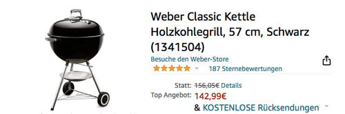 Weber 1341504 Classic Kettle 57 cm Holzkohlegrill Weber 1341504 Classic Kettle 57 cm Holzkohlegrill